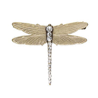 Crystal Brass Dragonfly Brooch