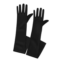 Long Satin Opera Gloves - Black