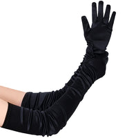 Long Satin Opera Gloves - Black