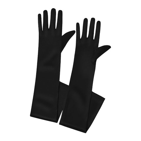 Long Satin Opera Gloves - Black