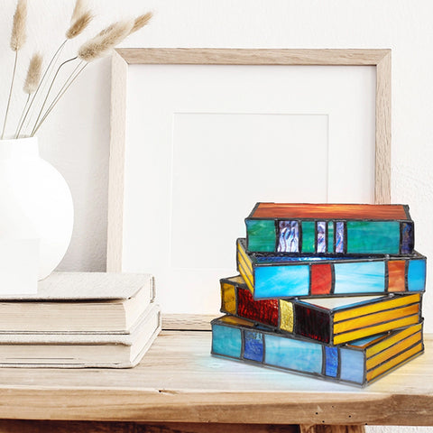 Glass Bookstack Table Lamp