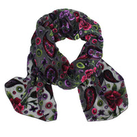 Paisley Magenta Purple Burnout Scarf