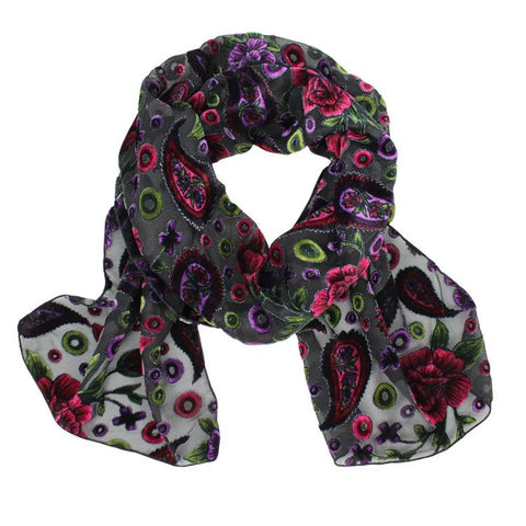 Paisley Magenta Purple Burnout Scarf