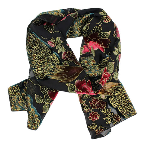 Velvet Peacock Burnout Scarf