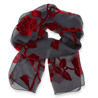 Red Rose Burnout Scarf