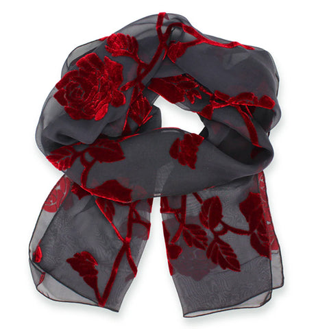 Red Rose Burnout Scarf