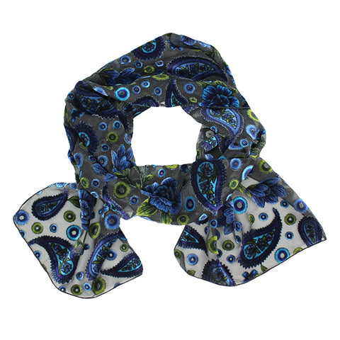 Paisley Blue Green Burnout Scarf