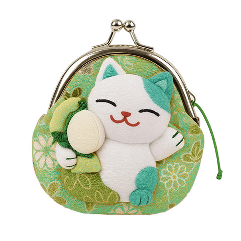 Teal Maneki Neko Lucky Cat Coin Purse
