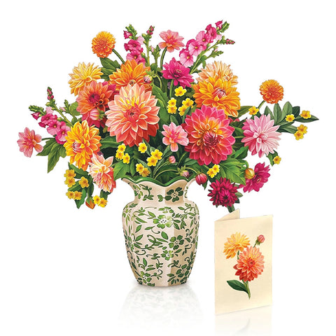 Dahlia Sunrise Bouquet Pop-up Greeting Card