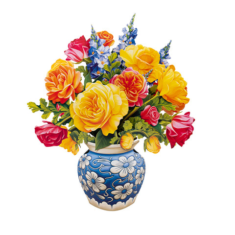 Mini Sorbet Roses Bouquet Pop-up Greeting Card