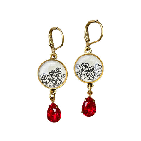 Botanical Red Earrings