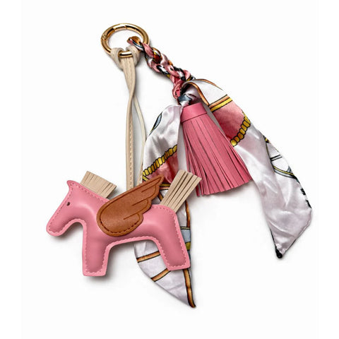 Pink Horse and Twill Scarf Bag Charm