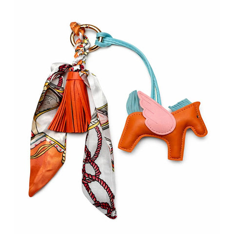 Orange Horse and Twill Scarf Bag Charm