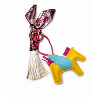 Yellow Horse and Twill Scarf Bag Charm