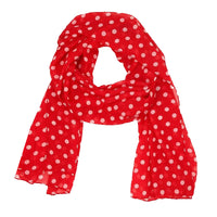 Rosie the Riveter Scarf featuring white polka dots on a red background