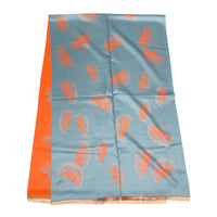 Teal Orange Gingoki Leaves Scarf