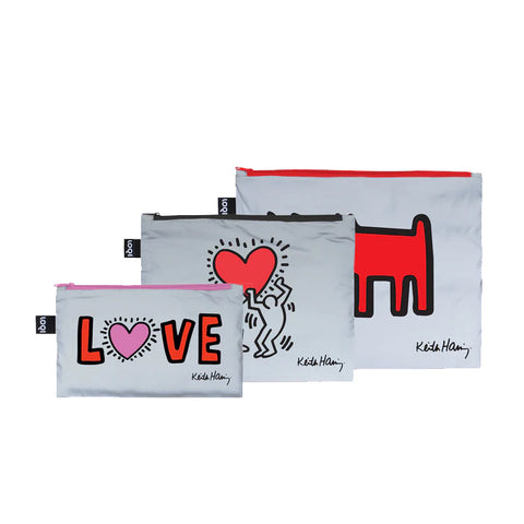 Keith Haring Love Pouch - Set of 3