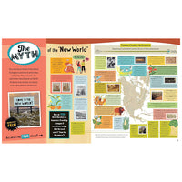 Educational poster about the myth of the 'New World' with colorful design and text.
