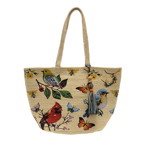 Birds Avis Juite with Tassels Tote Bag