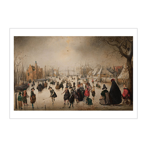 A Winter Landscape with Skaters and Golf Players Print