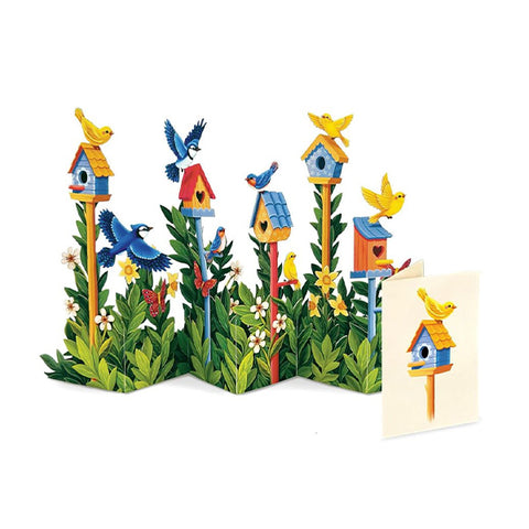 Mini Birdhouse Garden Bouquet Pop-up Greeting Card
