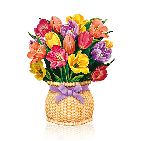 Mini Festive Tulips Bouquet Pop-up Greeting Card