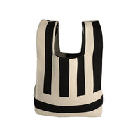 Black and beige striped tote bag