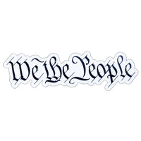 A die-cut sticker of the cursive text 