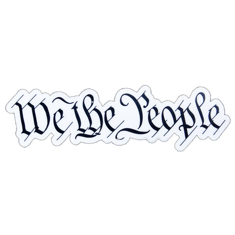 A die-cut sticker of the cursive text 
