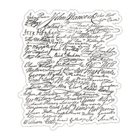 A rectangular-shaped sticker featuring the signatures of the signers of the U.S. Constitution