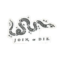 A sticker in the shape of a snake with abbreviations of the surrounding states and the text 