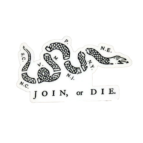 A sticker in the shape of a snake with abbreviations of the surrounding states and the text 