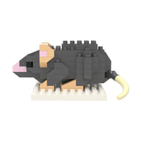 A grey miniature mouse made of interlocking bricks