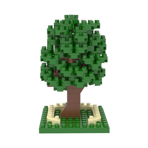 A miniature toy tree made of interlocking bricks