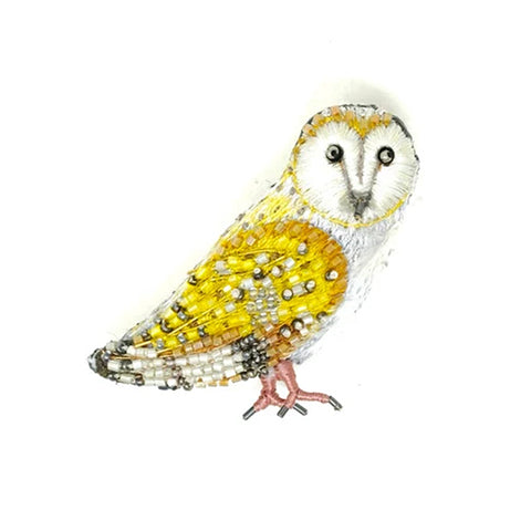 Golden Barn Owl Brooch