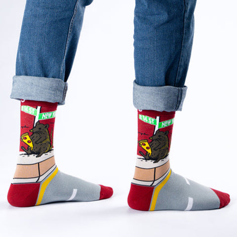 Pizza Rat Natural Bamboo Knit Socks