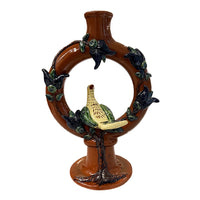 Bird with Green Wings Redware Vase