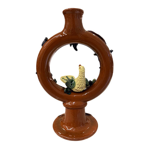Bird with Green Wings Redware Vase