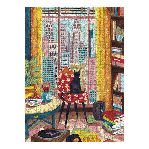 Caroline Bonne Müller: Black Cat in New York Window 1000-Piece Puzzle