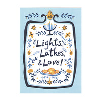 Lights Latkes Love Hanukkah Notecard