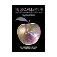 Book cover for 'The Disco Files 1973-78' by Vince Aletti, featuring a disco-ball-textured apple on a black background with white and pink title text.