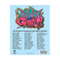 The back cover of a book titled 'American Graffiti' features a colorful graffiti-style illustration, with a list of contributing artists and a barcode at the bottom.