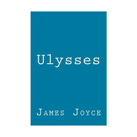 A book cover for 'Ulysses' by James Joyce, featuring a solid blue background with white text, centered on a white background.