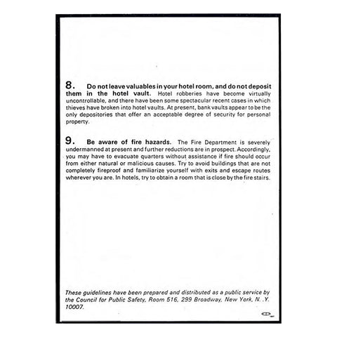 A page of printed safety tips with numbered paragraphs 8 through 9 in black text on a white background
