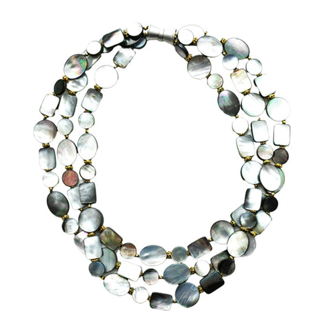 Black Mother of Pearl 3 Strand Necklace