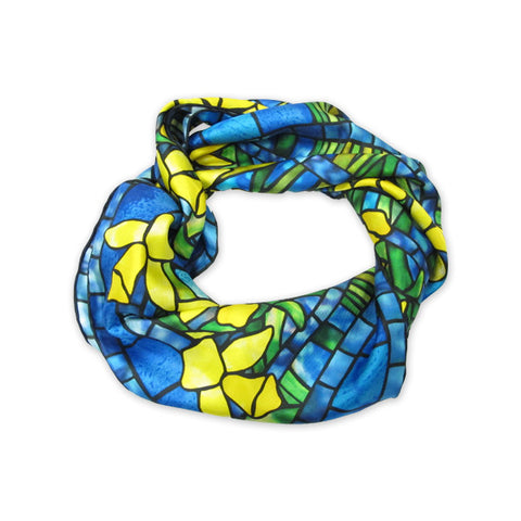 Silk Scarf Scarves for Women 64 x 18 Blue Louis C. Tiffany Iris Design