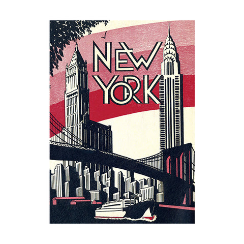 New York City Red Gift Wrap - Single Sheet