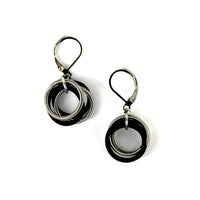 Silver Black Loop Earrings