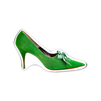 Green die-cut shaped high heel shoe on a magnet