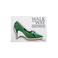 Green die-cut shaped high heel shoe on a magnet